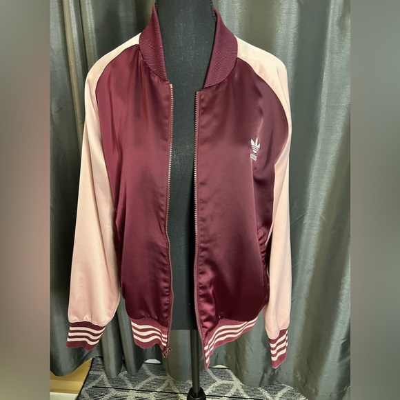 ADIDAS maroon/pink varsity jacket - Picture 3 of 9